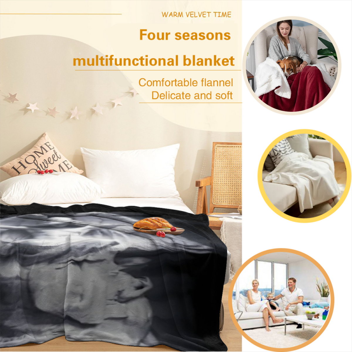 Coastal Wander Pastel Multicolor Modern Art Flannel Throw Blanket