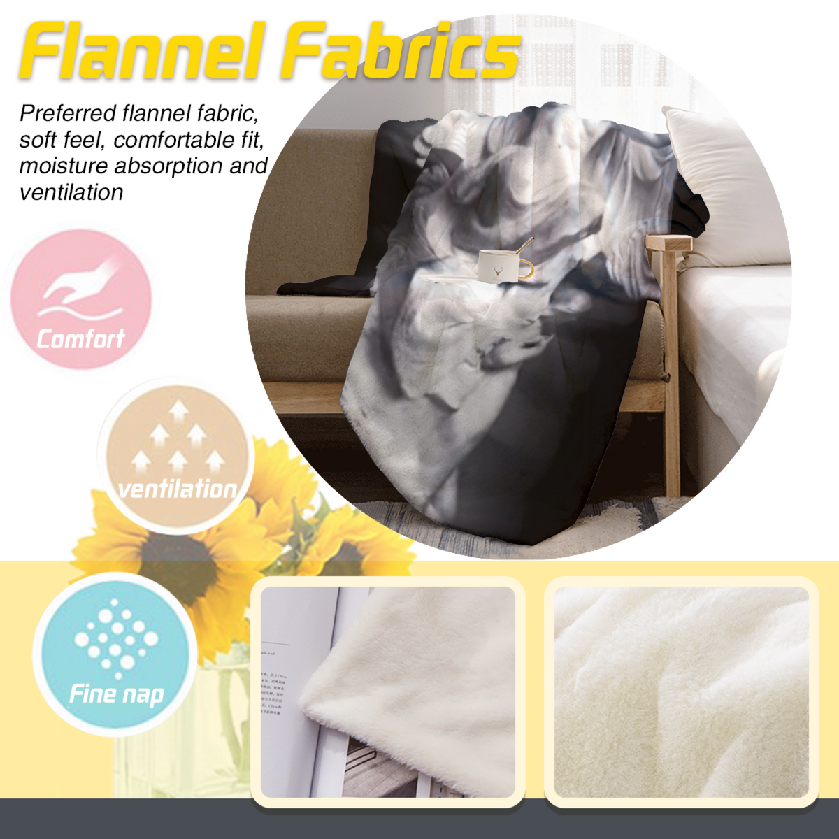 Coastal Wander Pastel Multicolor Modern Art Flannel Throw Blanket