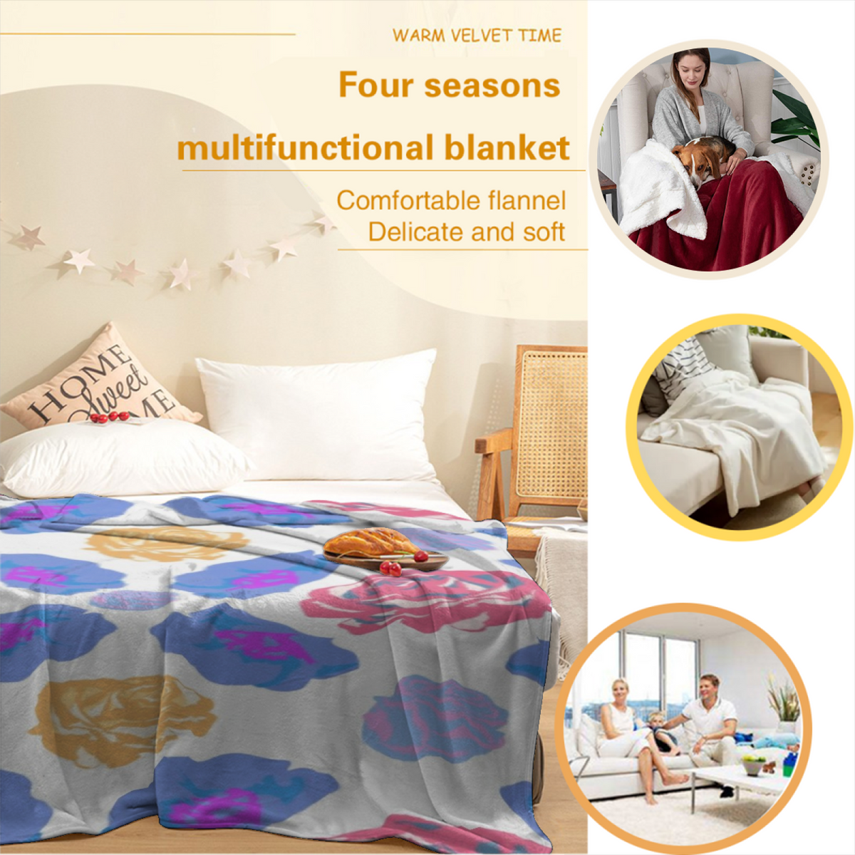 Soft Minimalist Plush Flannel Throw ¨C Orchard Horizon Collection