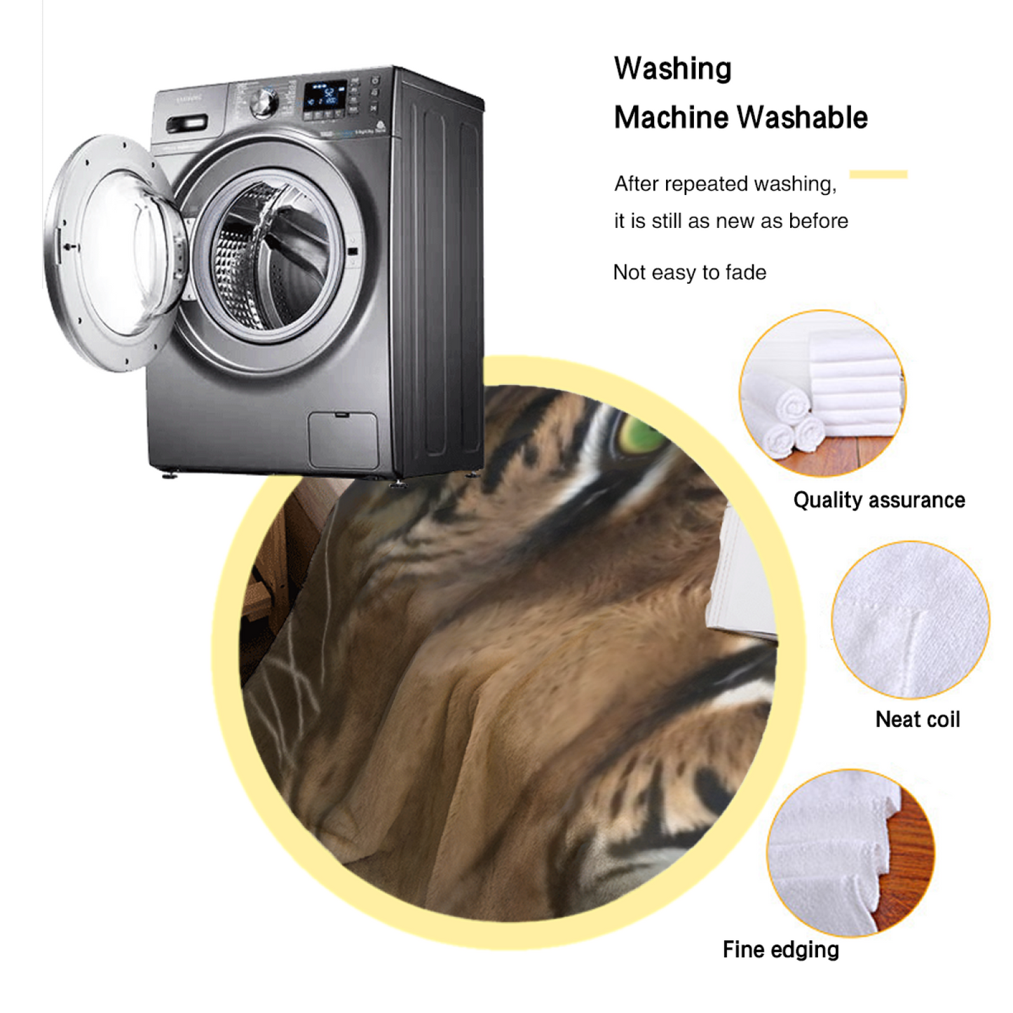 Realistic Tiger Face Flannel Throw Blanket ¨C Fierce Wildlife Portrait