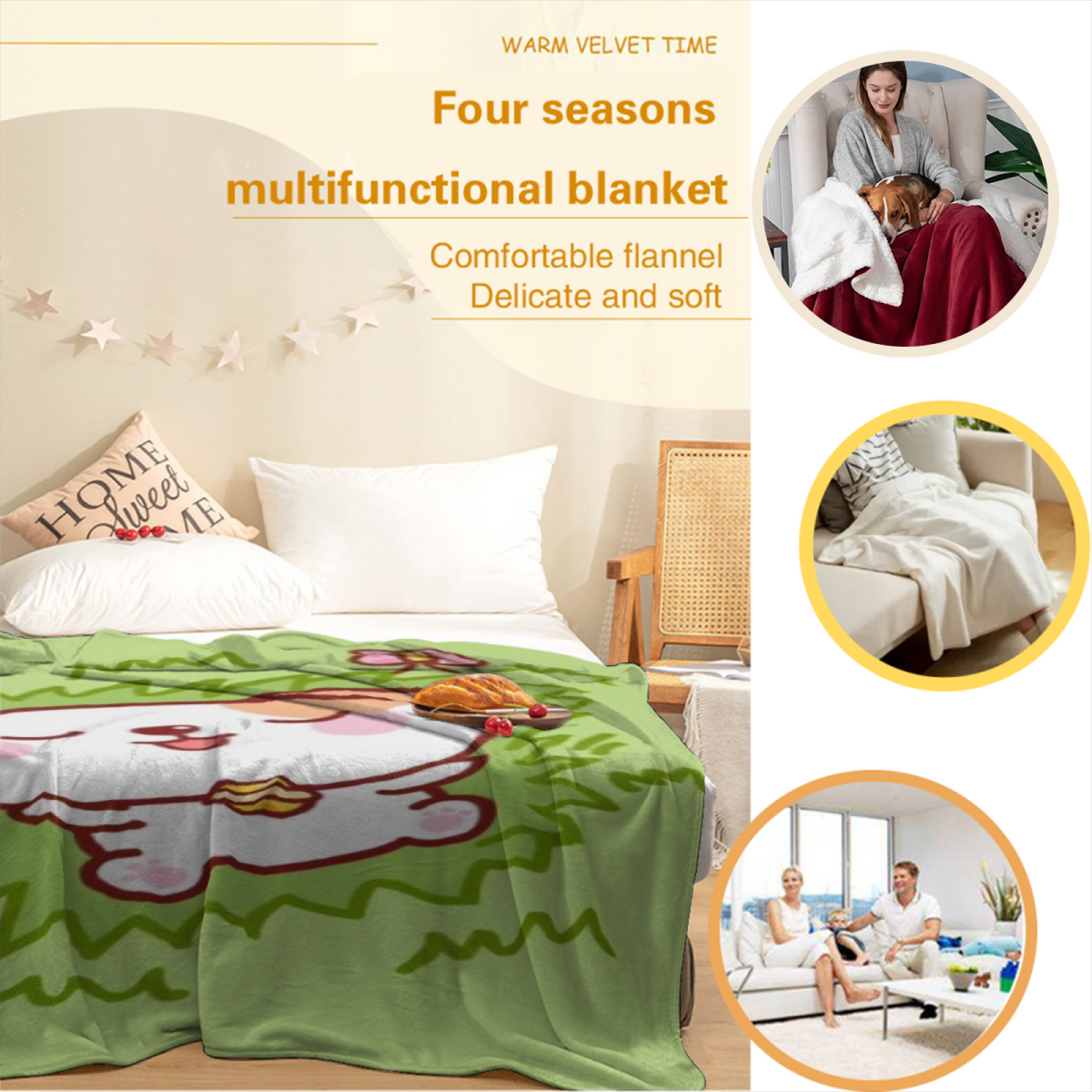 Cinnamon Horizon Pastel Multicolor Modern Art Flannel Throw Blanket