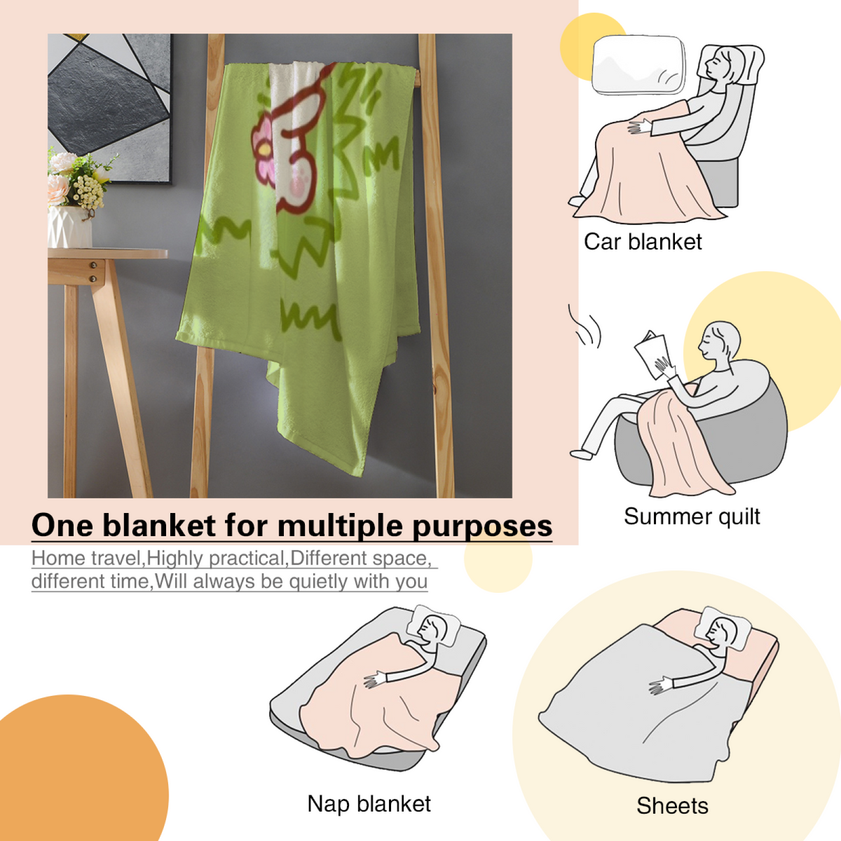 Cinnamon Horizon Pastel Multicolor Modern Art Flannel Throw Blanket