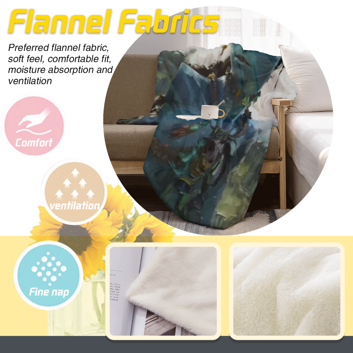Soft Minimalist Plush Flannel Throw ¨C Seaside Carnival Collection