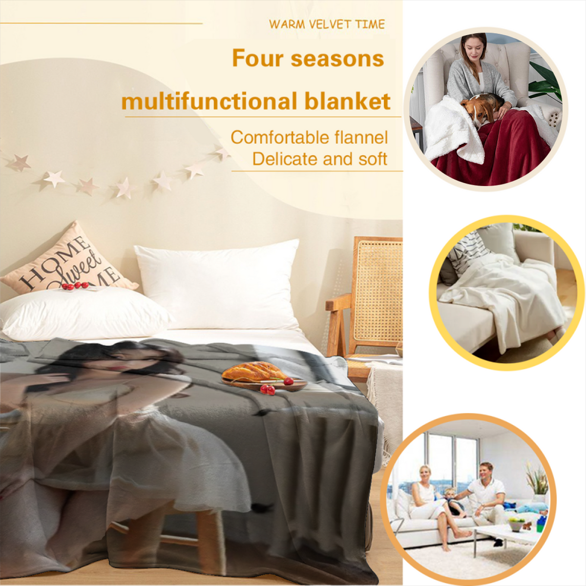 Dewdrop Ripple Inspired Flannel Sofa Throw ¨C Earthy Neutral Palette