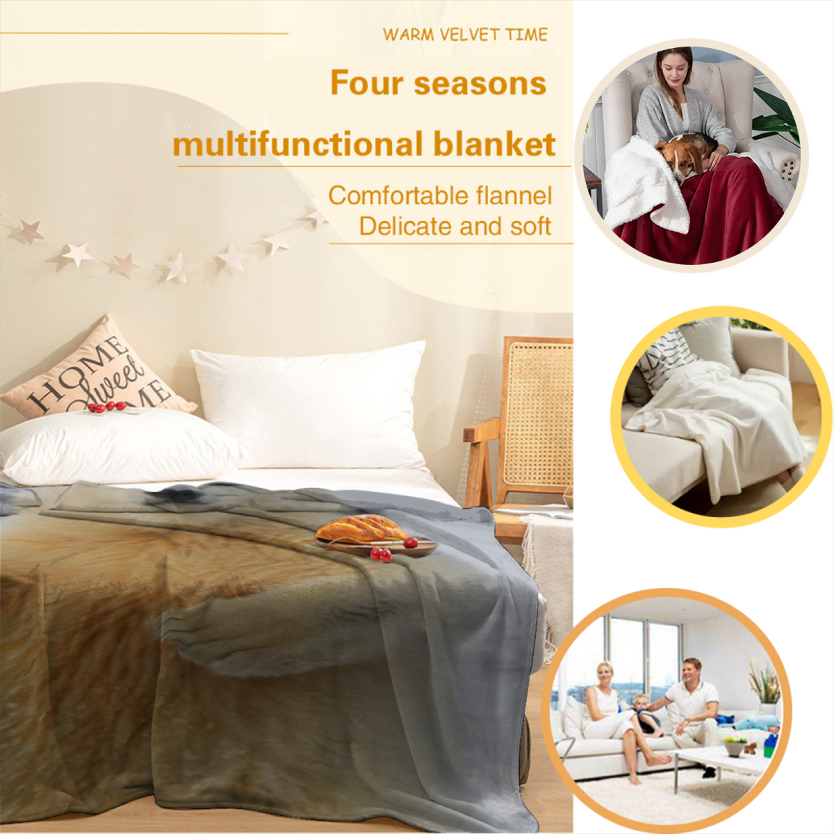 Coral Trail Playful Pattern Cozy Flannel Bed Blanket