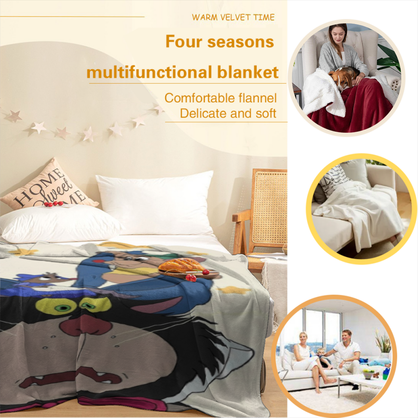 Contemporary Graphic Art Throw Blanket ¨C Colorful Printed Cozy Blanket