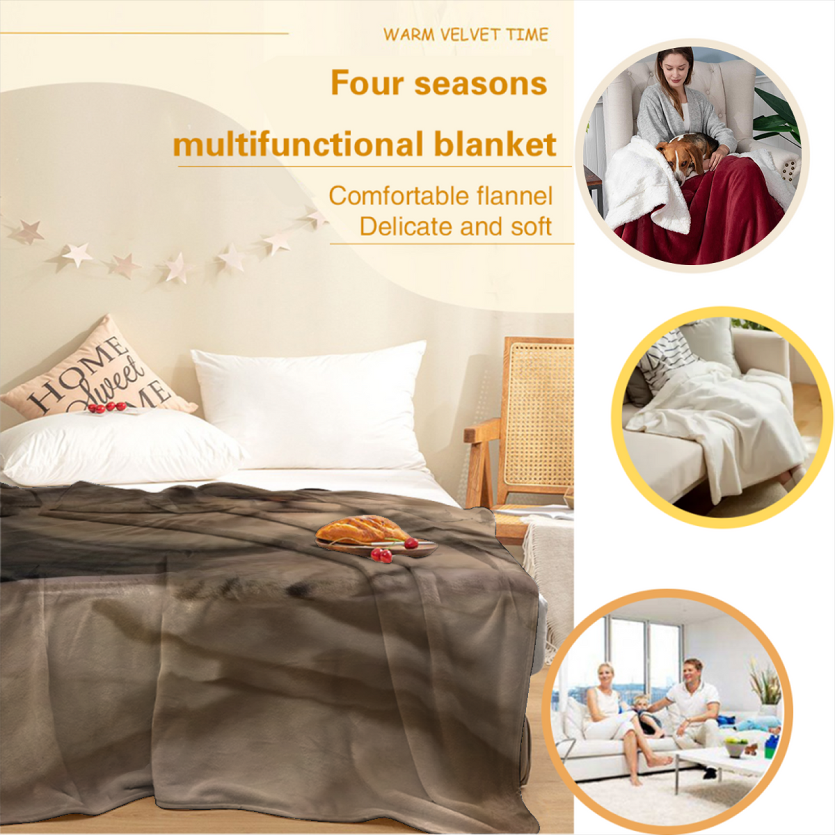 Pastel Multicolor Whimsical Decor All-Season Flannel Blanket ¨C Radiant Atlas Edition