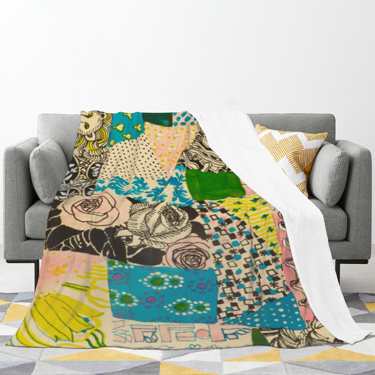 Fern Drift Decorative Pattern Flannel Throw Blanket