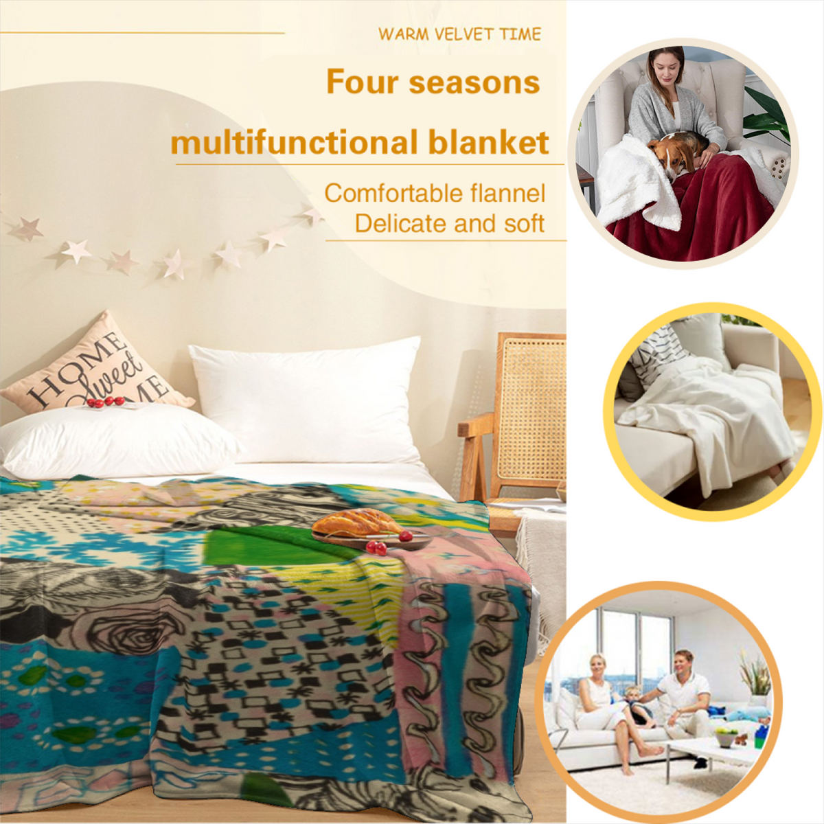 Fern Drift Decorative Pattern Flannel Throw Blanket