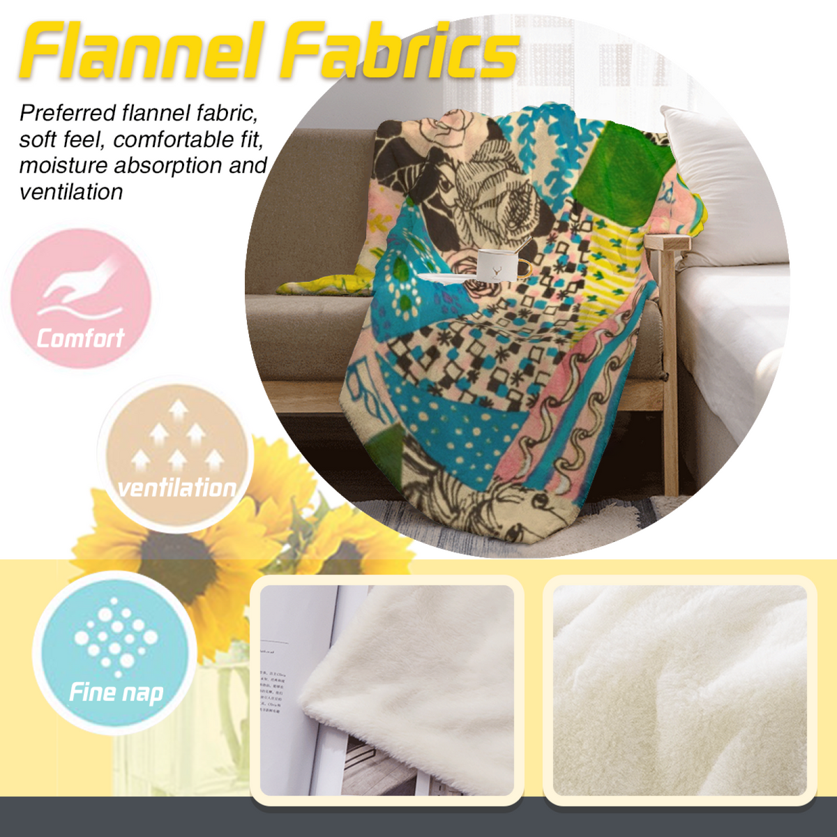 Fern Drift Decorative Pattern Flannel Throw Blanket