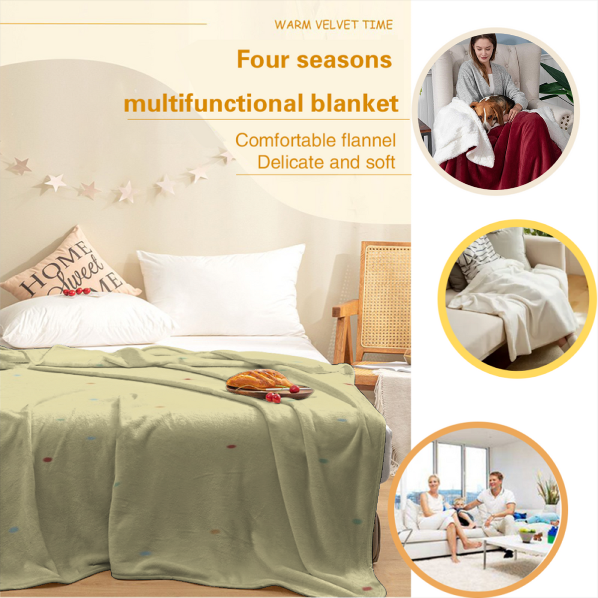 Gilded & Sanctuary Playful Graphic Plush Flannel Throw
