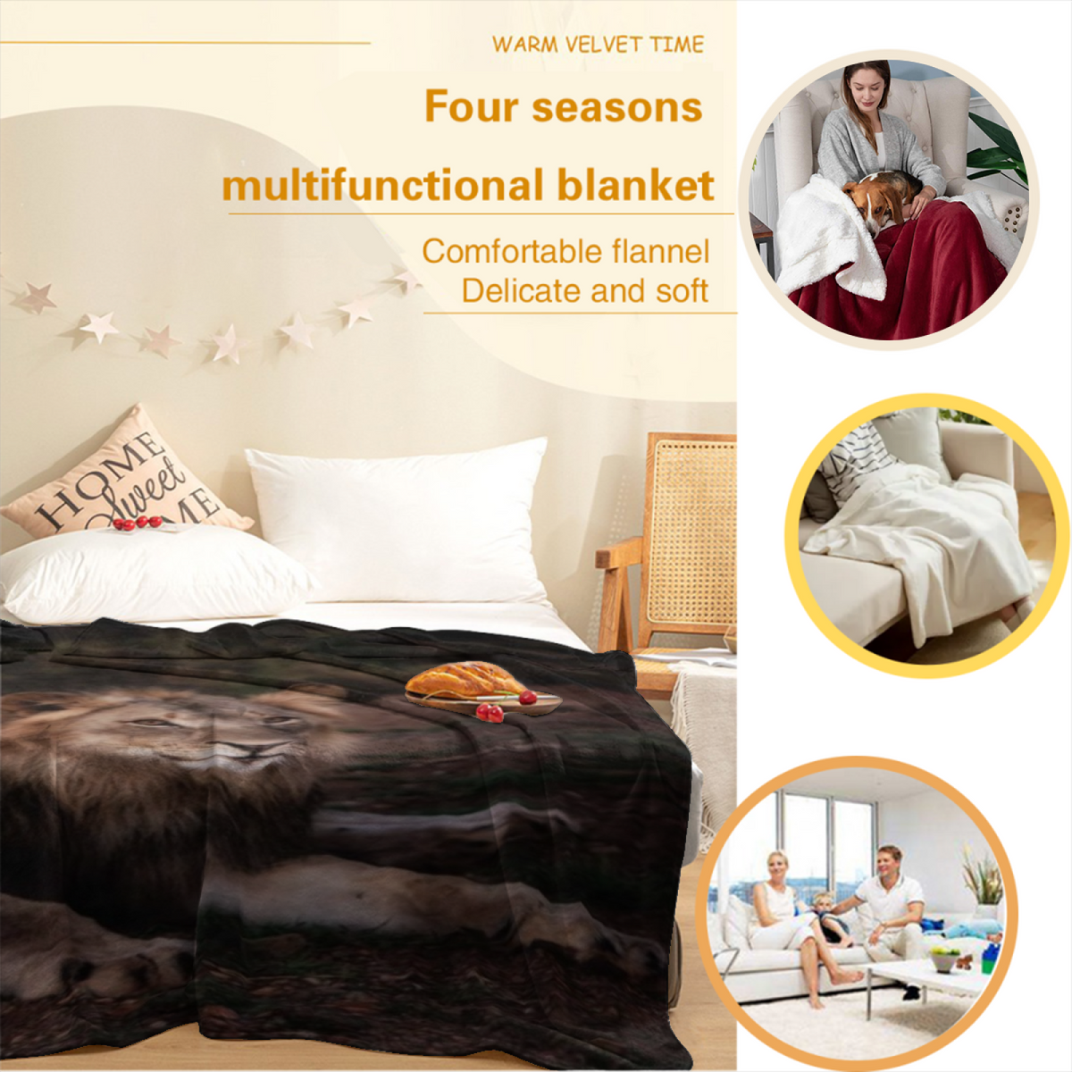 Pastel Multicolor Whimsical Decor Plush Flannel Throw ¨C Burnished Fern Edition