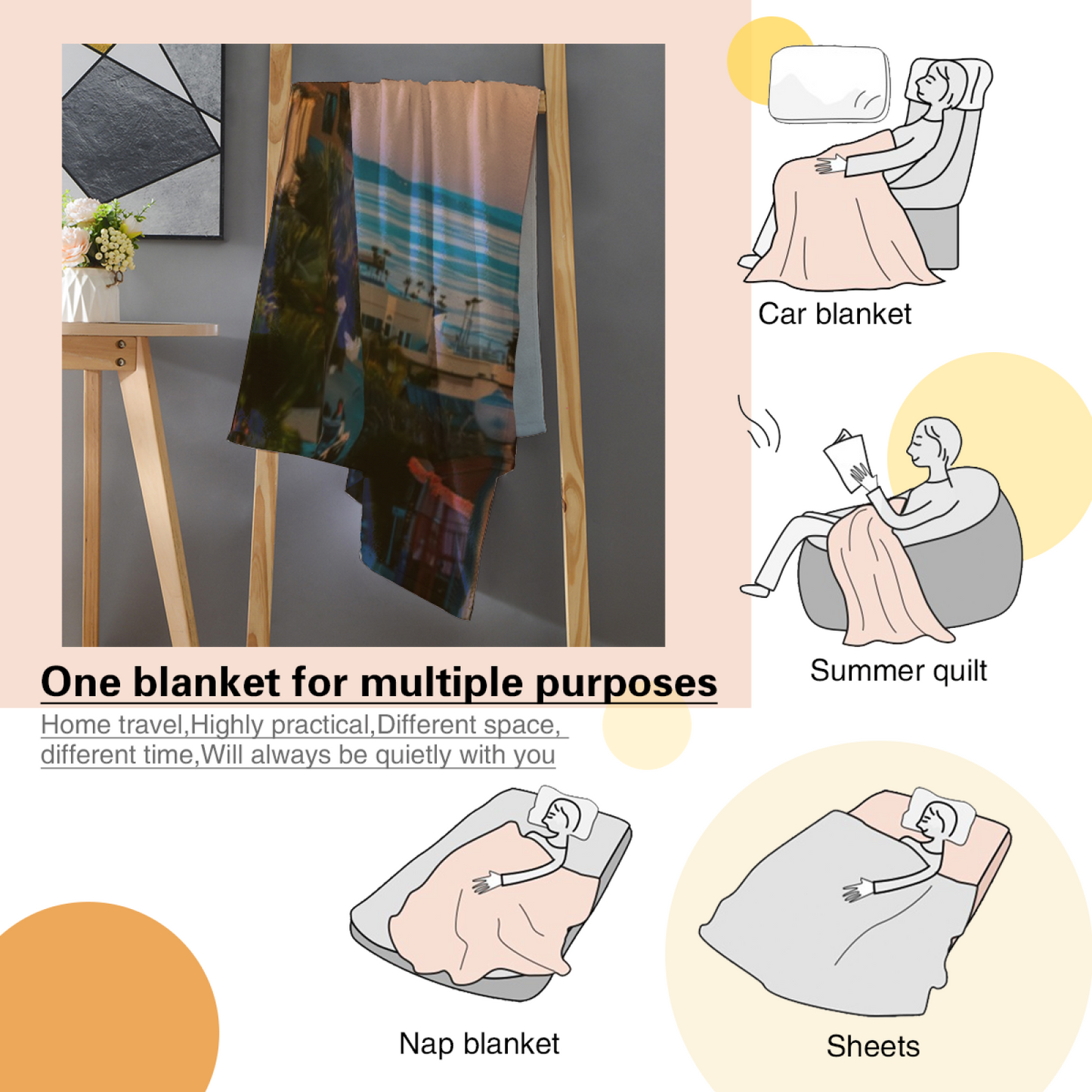 Coastal California Sunset Flannel Throw Blanket ¨C Oceanfront Street View