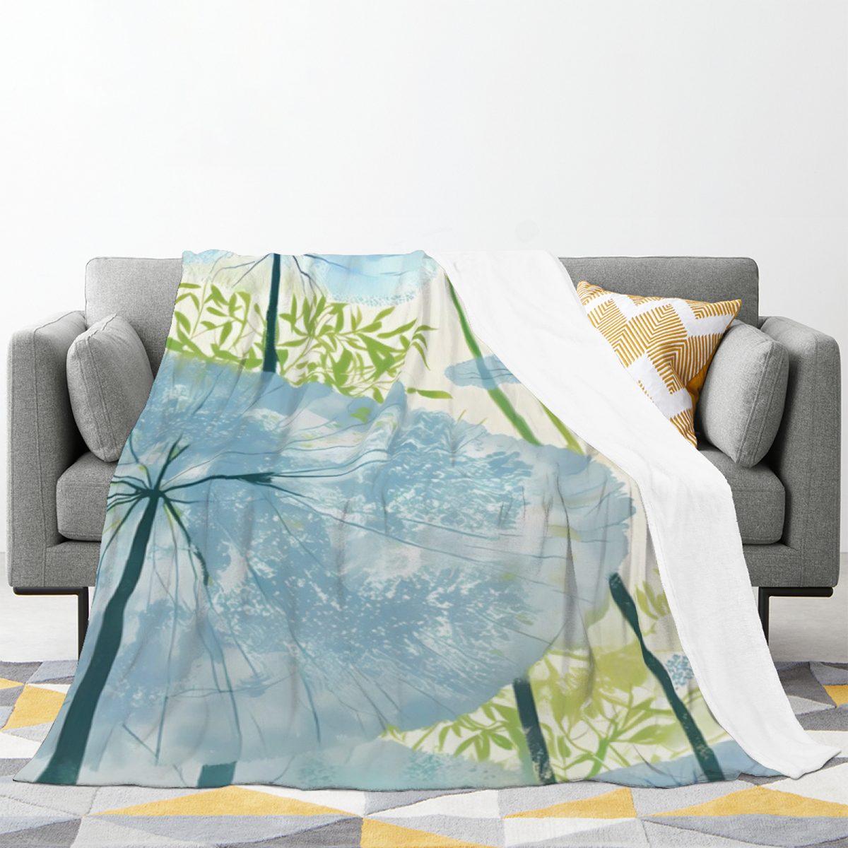 Decorative Flannel Blanket with Luminous Valley Cozy Cottage Artwork