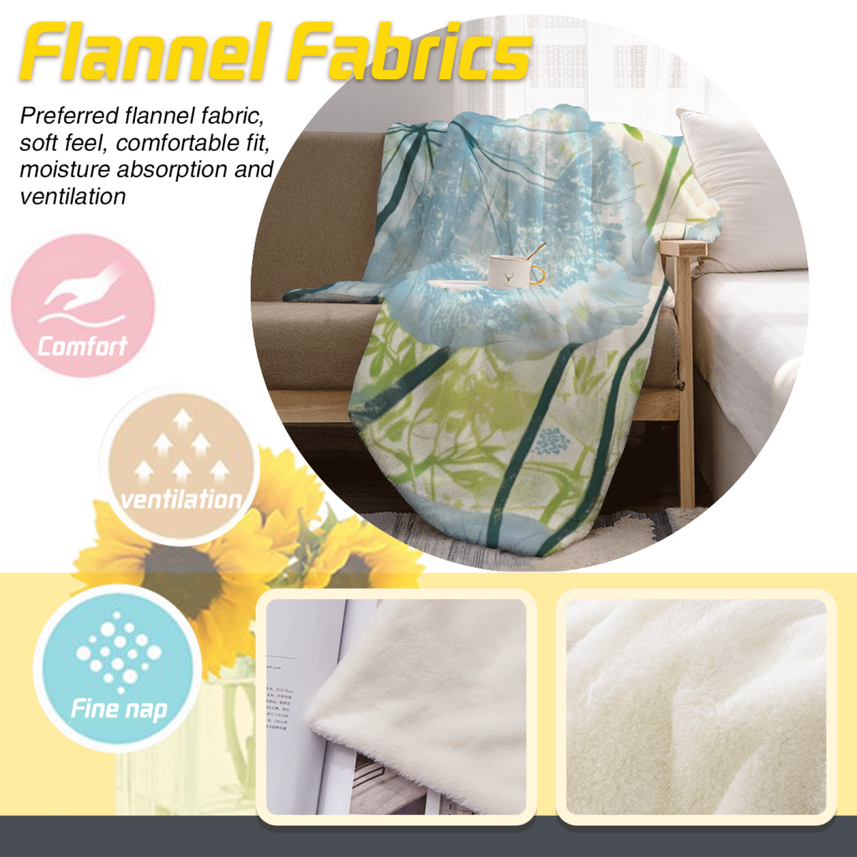 Decorative Flannel Blanket with Luminous Valley Cozy Cottage Artwork