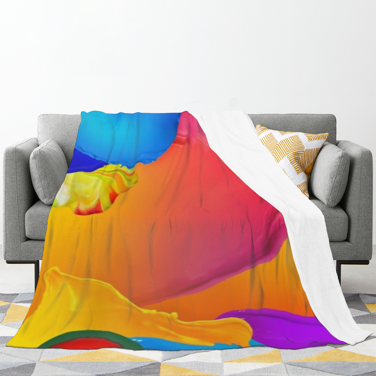Indigo Reverie Whimsical Pattern Flannel Throw Blanket