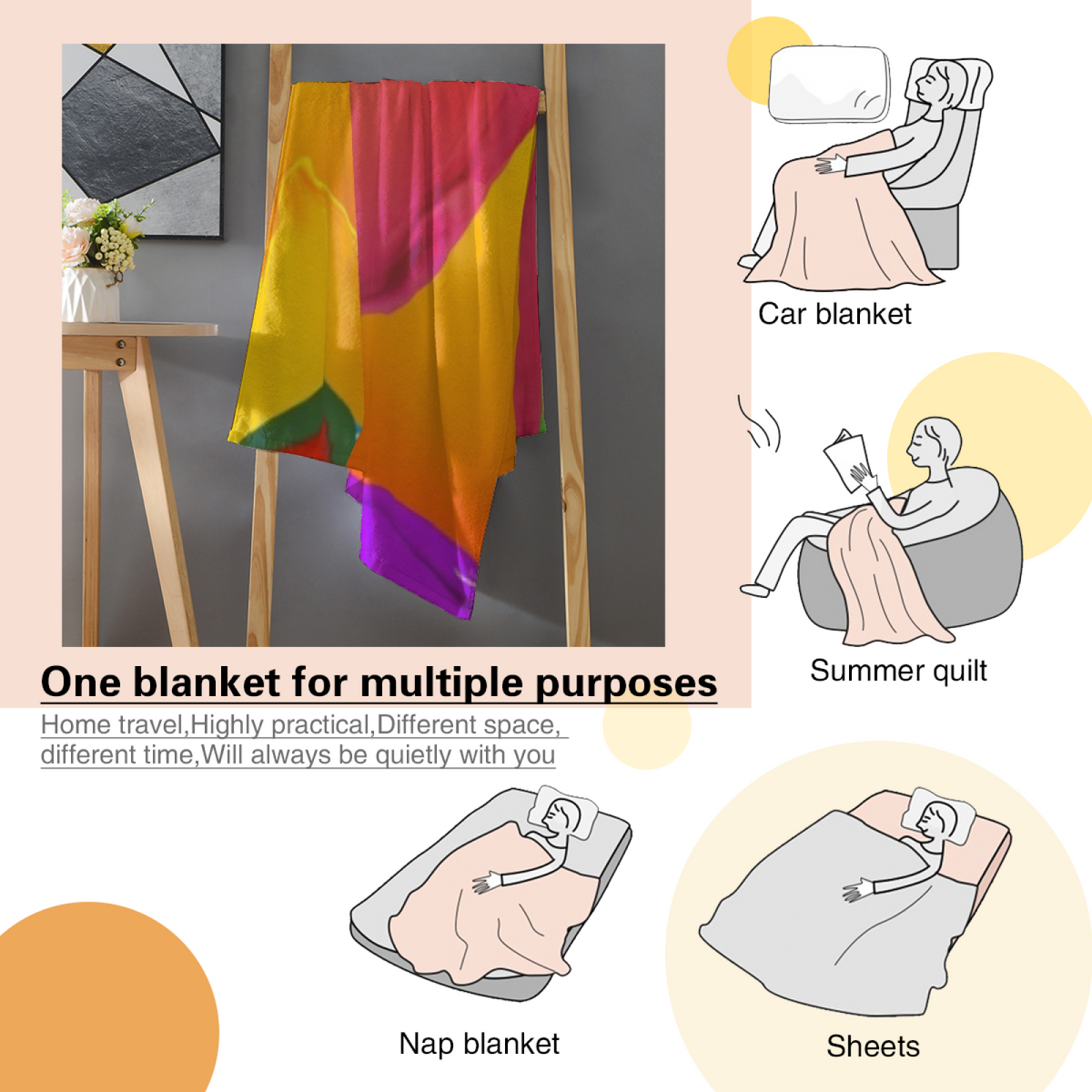 Indigo Reverie Whimsical Pattern Flannel Throw Blanket