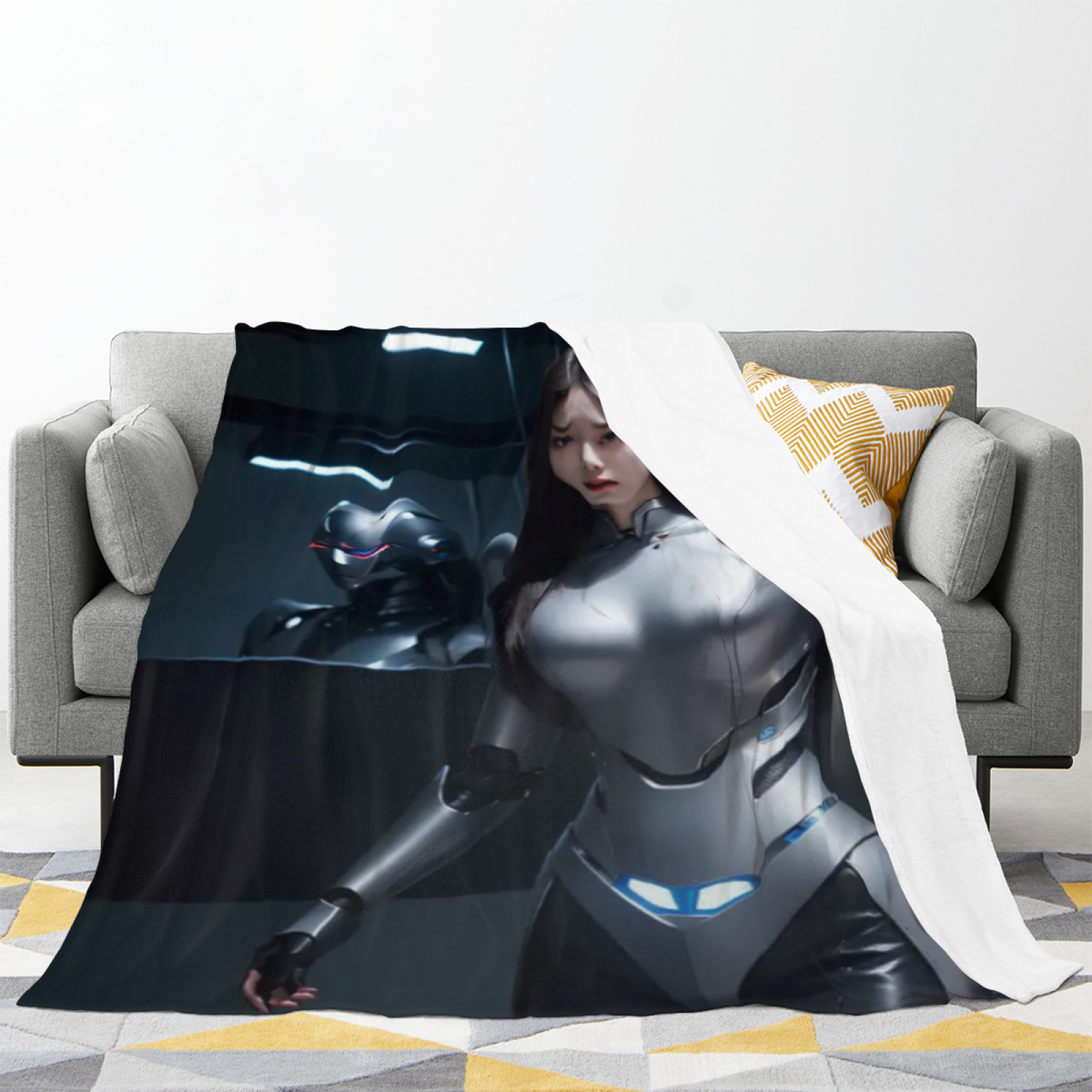 Twilight & Blossom Playful Graphic Plush Flannel Throw