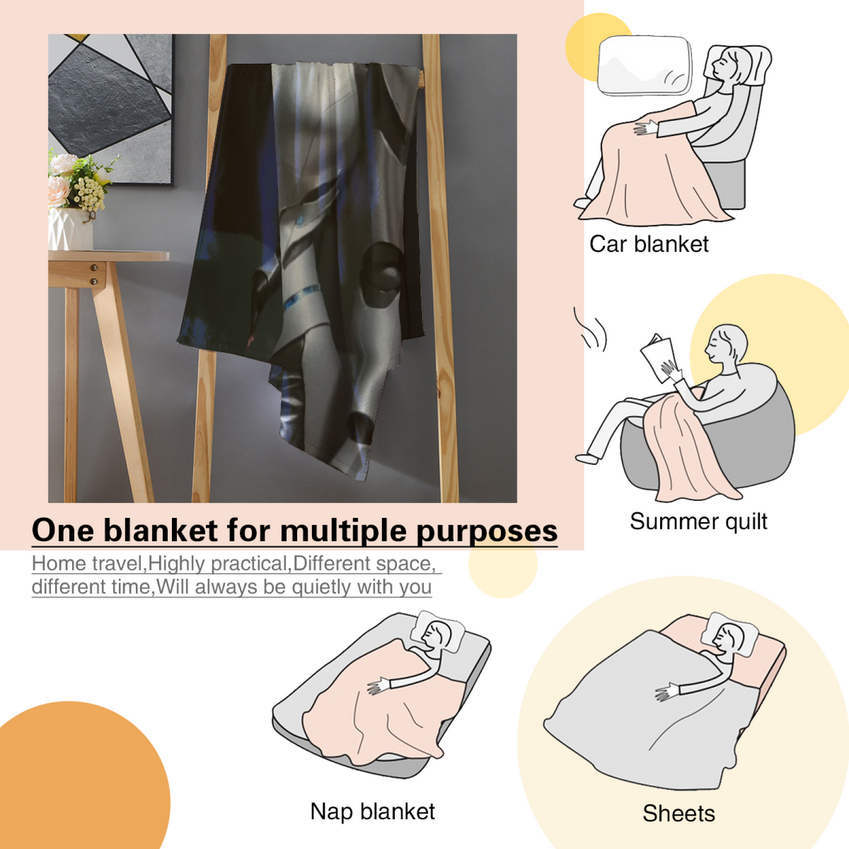 Twilight & Blossom Playful Graphic Plush Flannel Throw