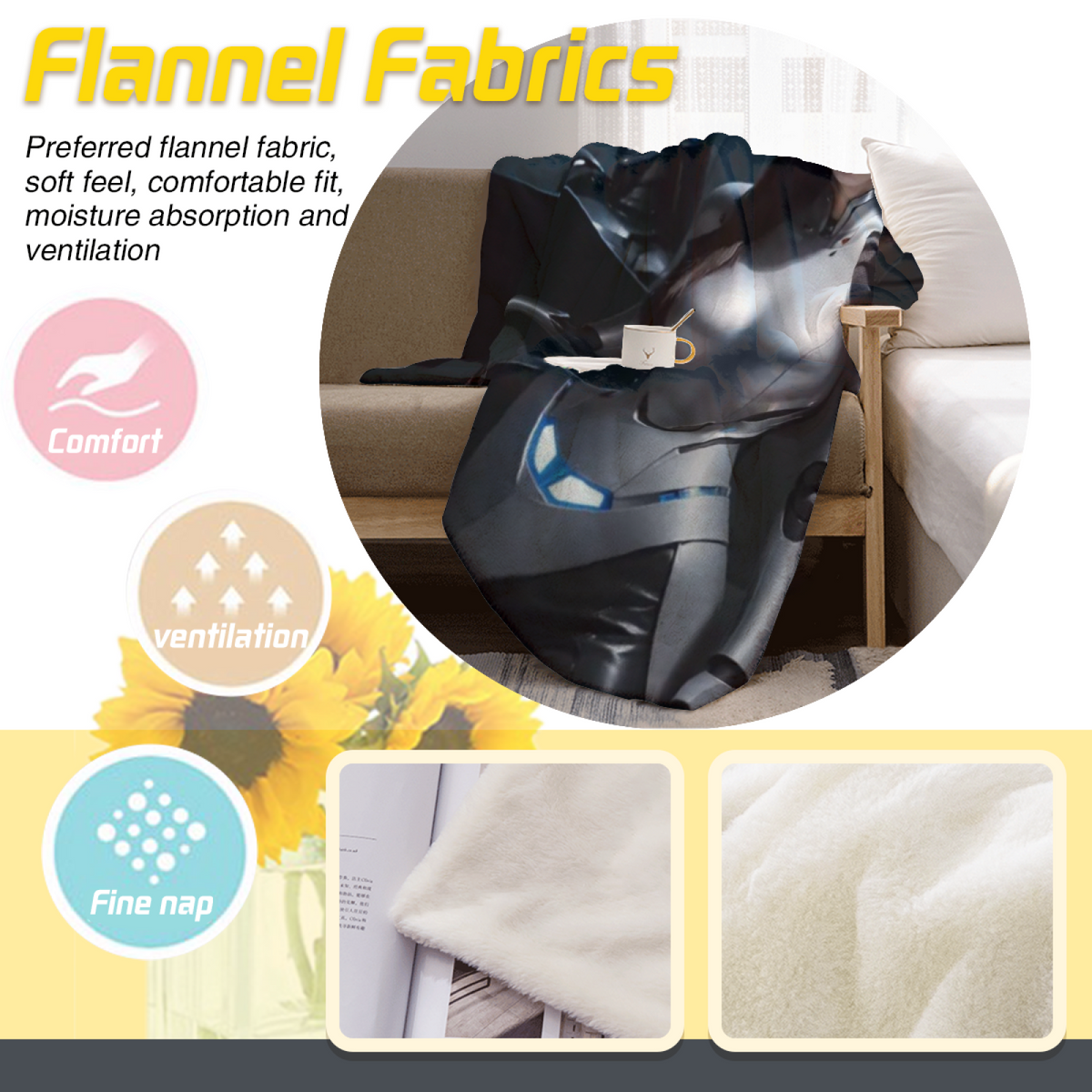 Twilight & Blossom Playful Graphic Plush Flannel Throw