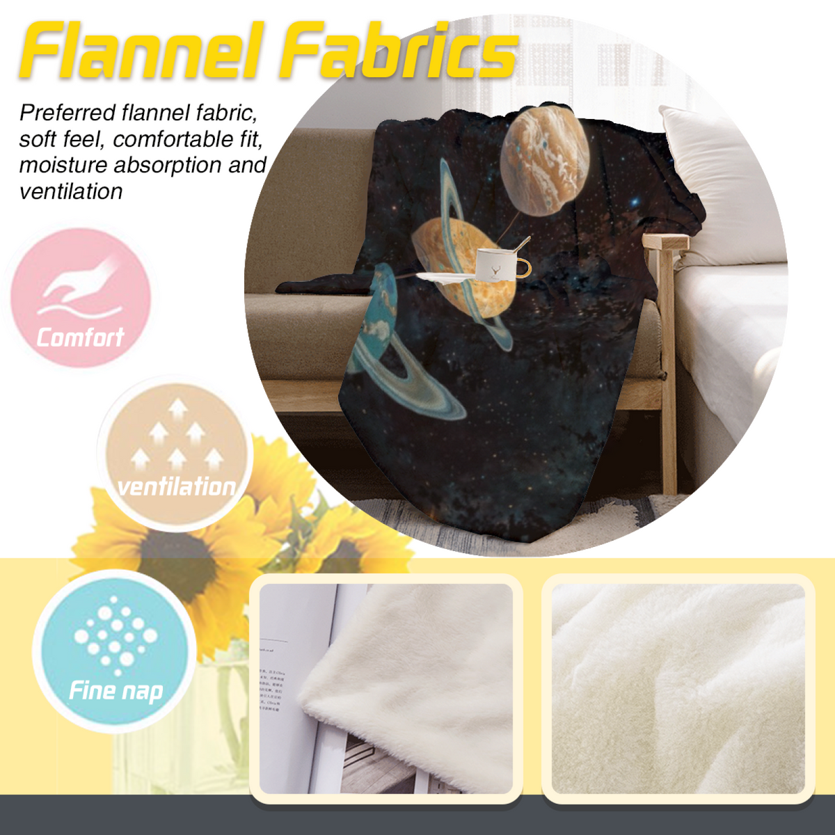 Decorative Flannel Blanket with Electric Sprout Cozy Cottage Artwork