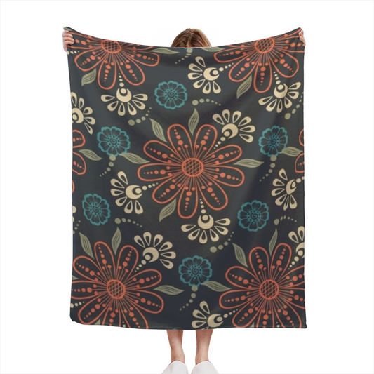 Soft Neutral Marigold Fern Soft Flannel Blanket ¨C Contemporary Pattern