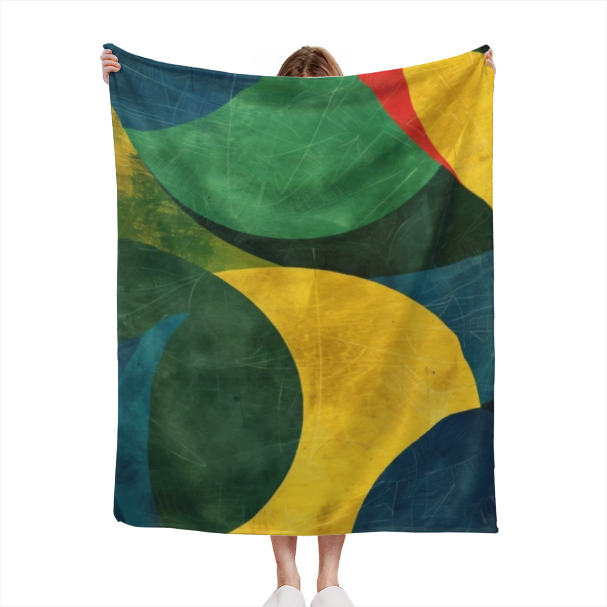 Emerald Mustard Geometric Flannel Throw Blanket