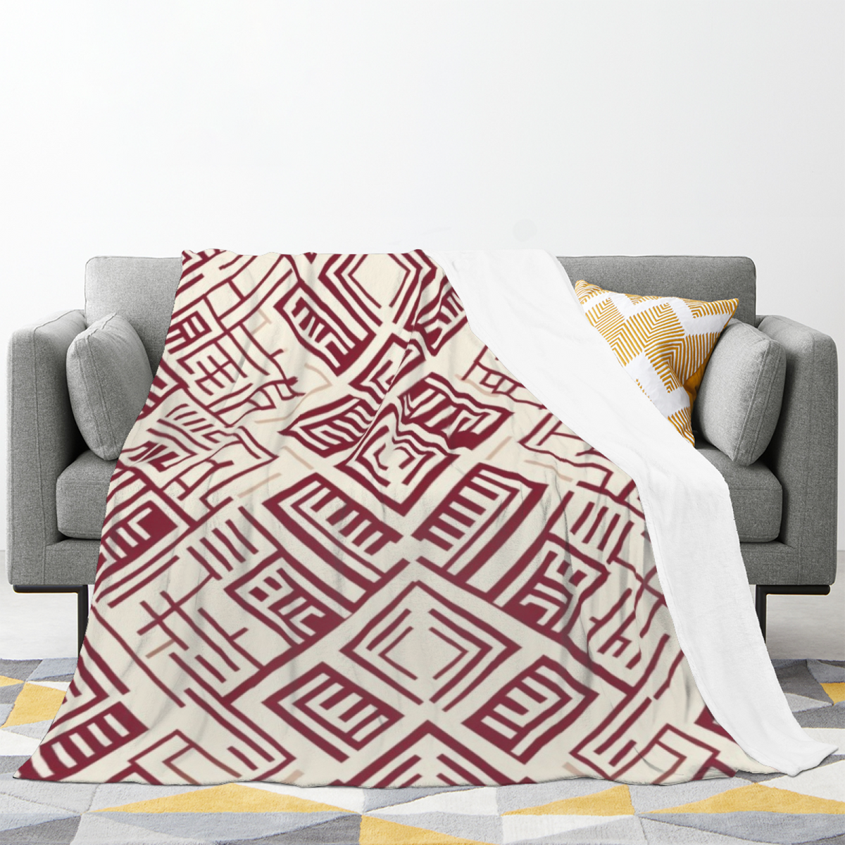 Riverstone Rhapsody Expressive Print Flannel Sofa Throw in Dusty Lilac