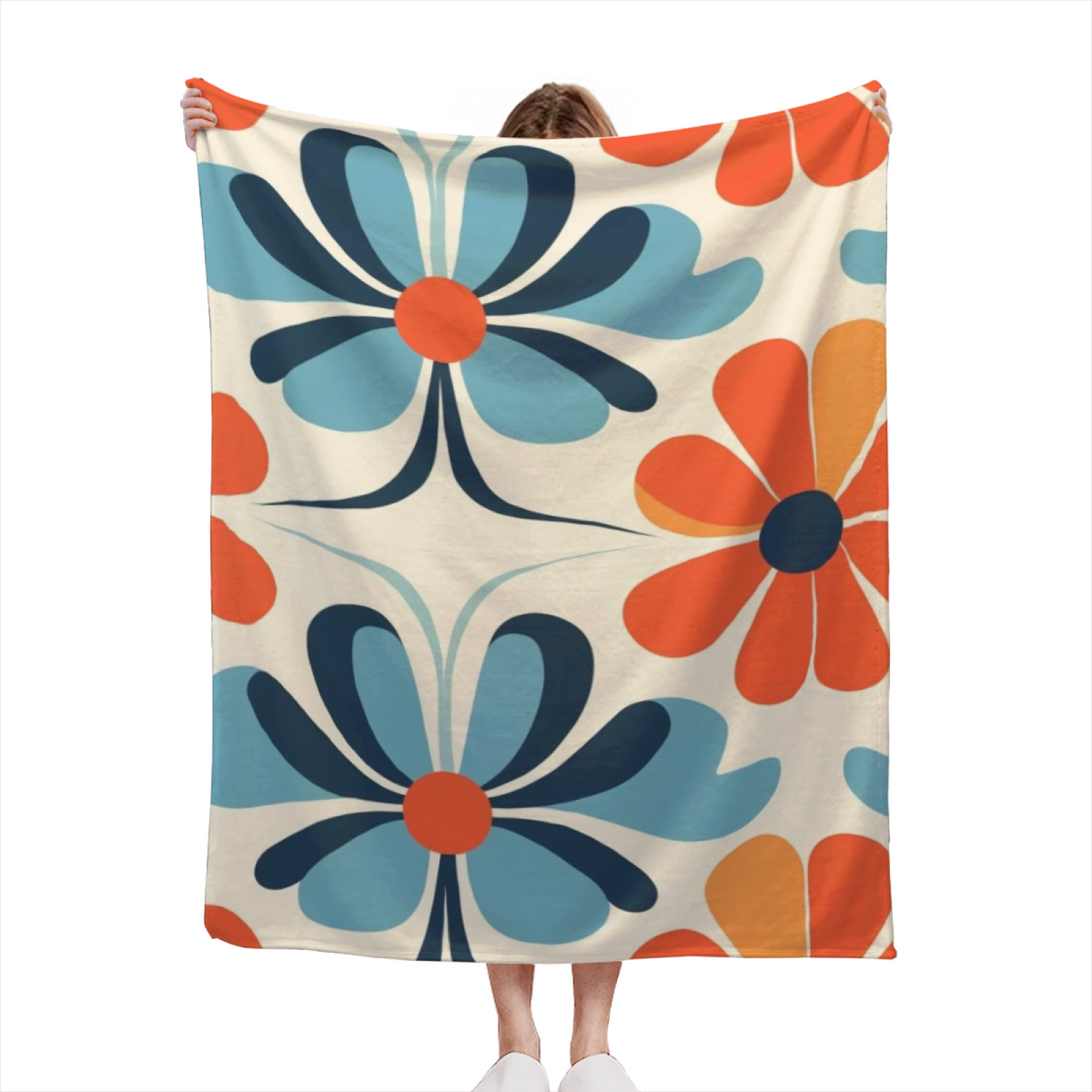 Soft Neutral Breezy Picnic Soft Flannel Blanket ¨C Contemporary Pattern