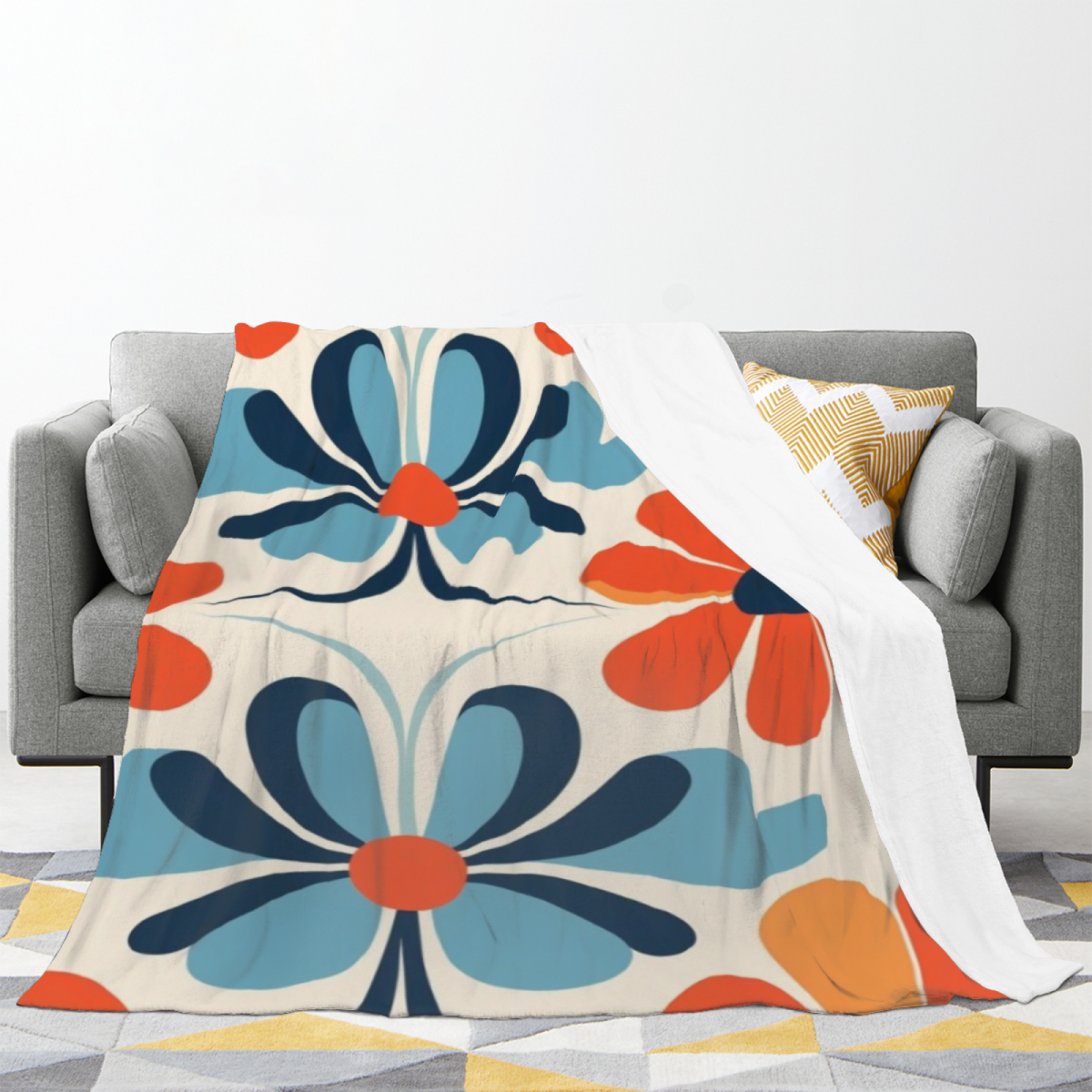 Soft Neutral Breezy Picnic Soft Flannel Blanket ¨C Contemporary Pattern