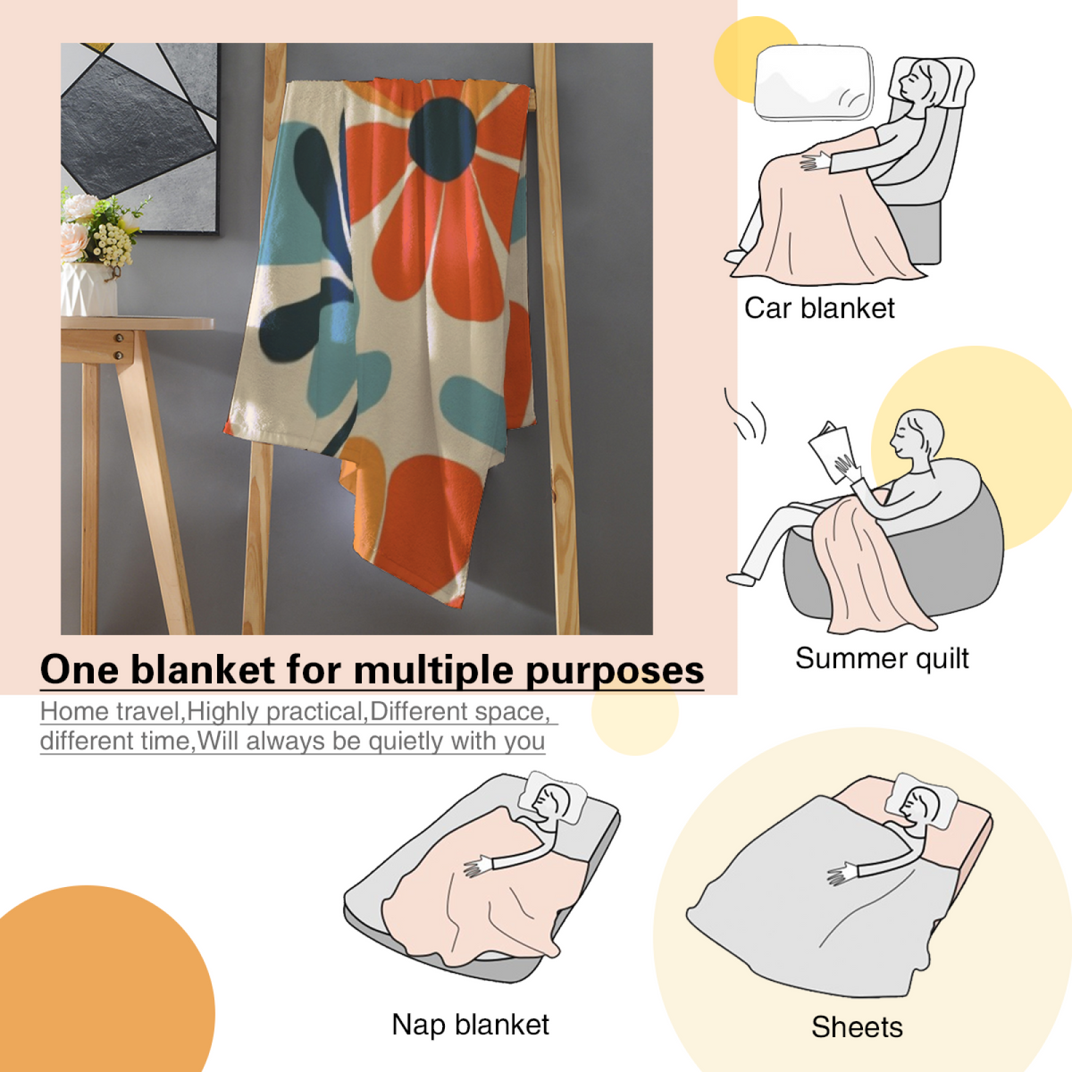Soft Neutral Breezy Picnic Soft Flannel Blanket ¨C Contemporary Pattern