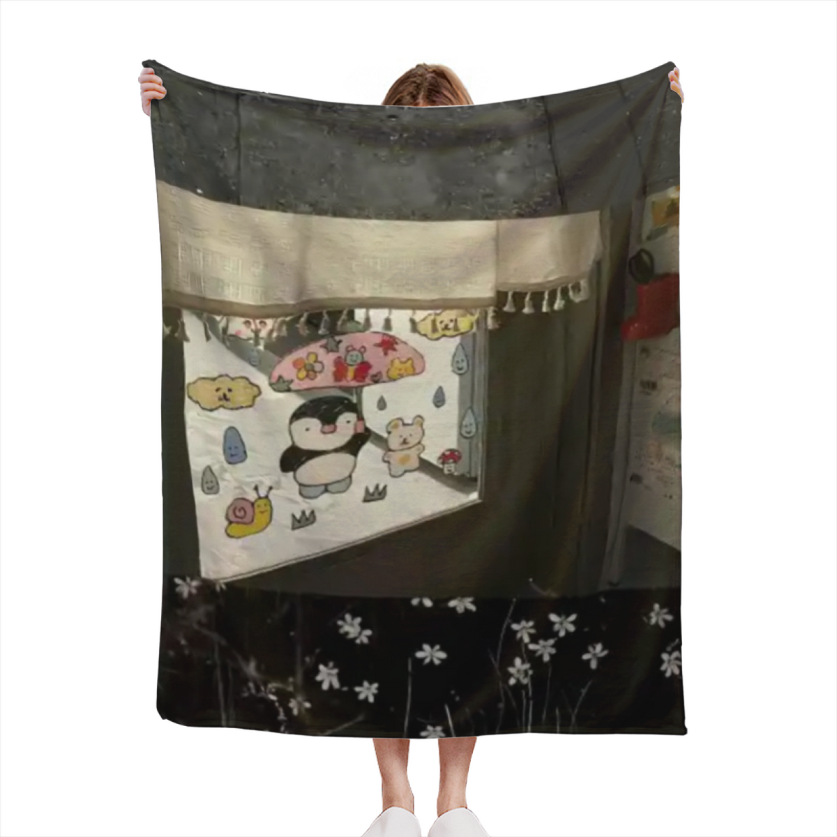 Eclectic Design Dewdrop Spectrum Warm Coral Cozy Flannel Bed Blanket
