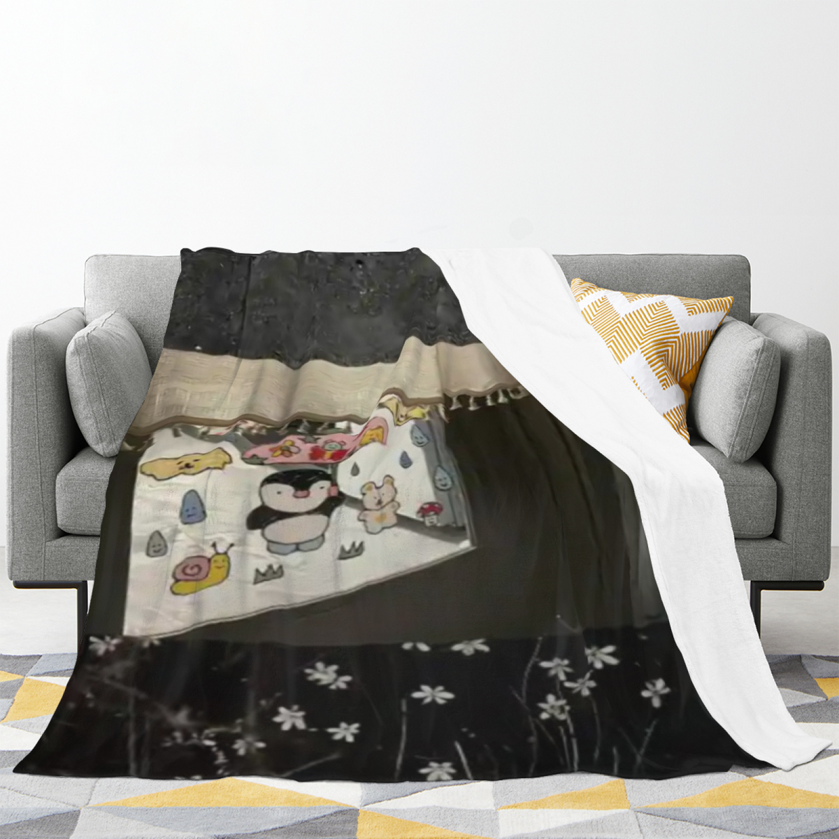 Eclectic Design Dewdrop Spectrum Warm Coral Cozy Flannel Bed Blanket