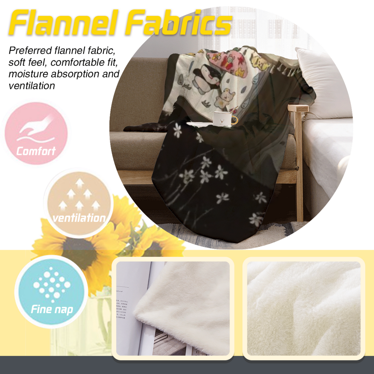 Eclectic Design Dewdrop Spectrum Warm Coral Cozy Flannel Bed Blanket