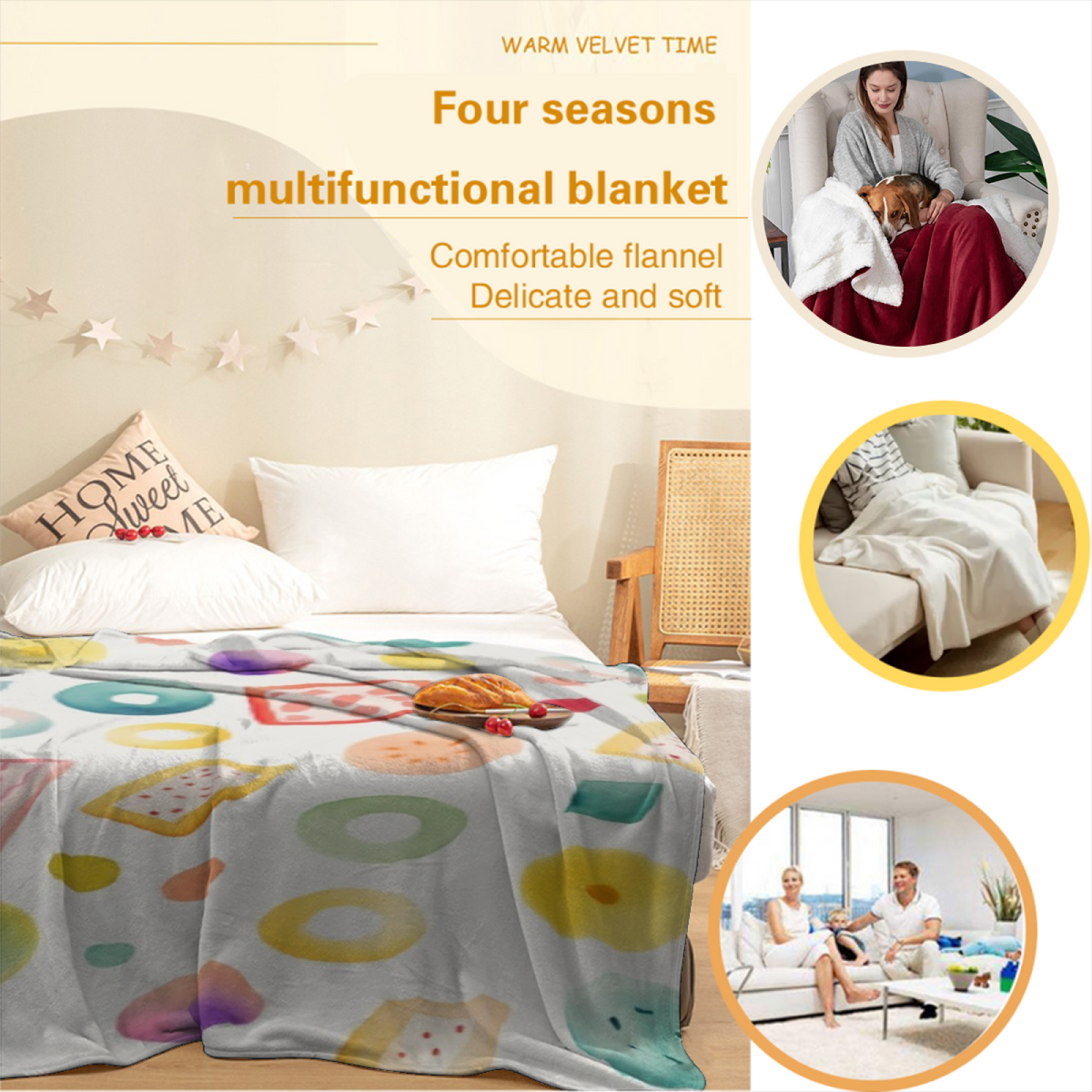 Heather & Daydream Playful Graphic All-Season Flannel Blanket