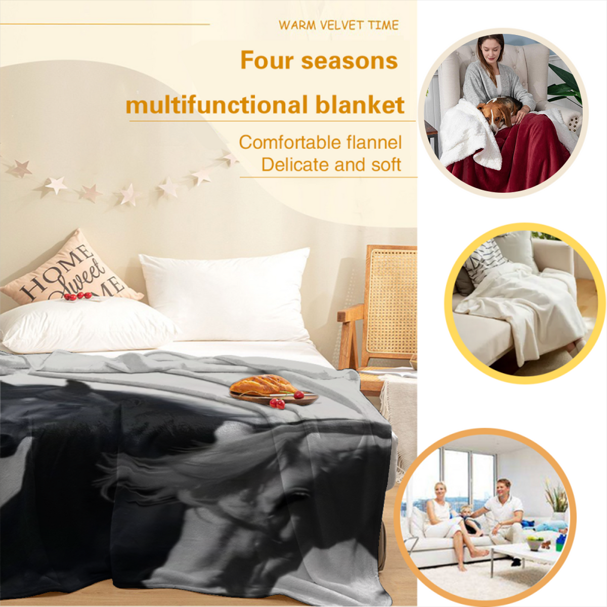 Cosmic Sonnet Home Accent Soft Flannel Blanket ¨C Warm Coral