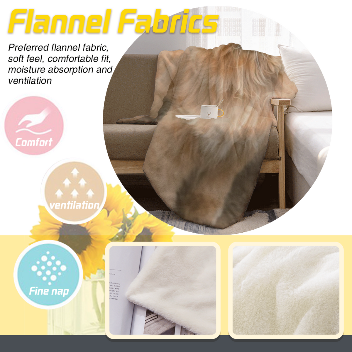 Amber Whimsy Earthy Multicolor Art Soft Flannel Blanket