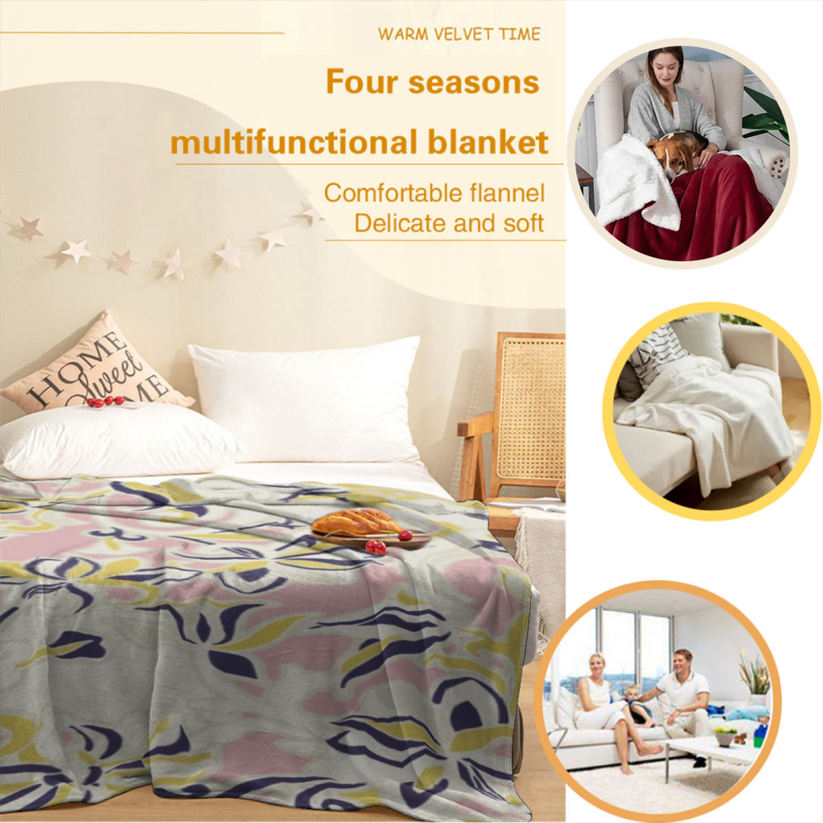 Frosted & Wonder Playful Graphic All-Season Flannel Blanket