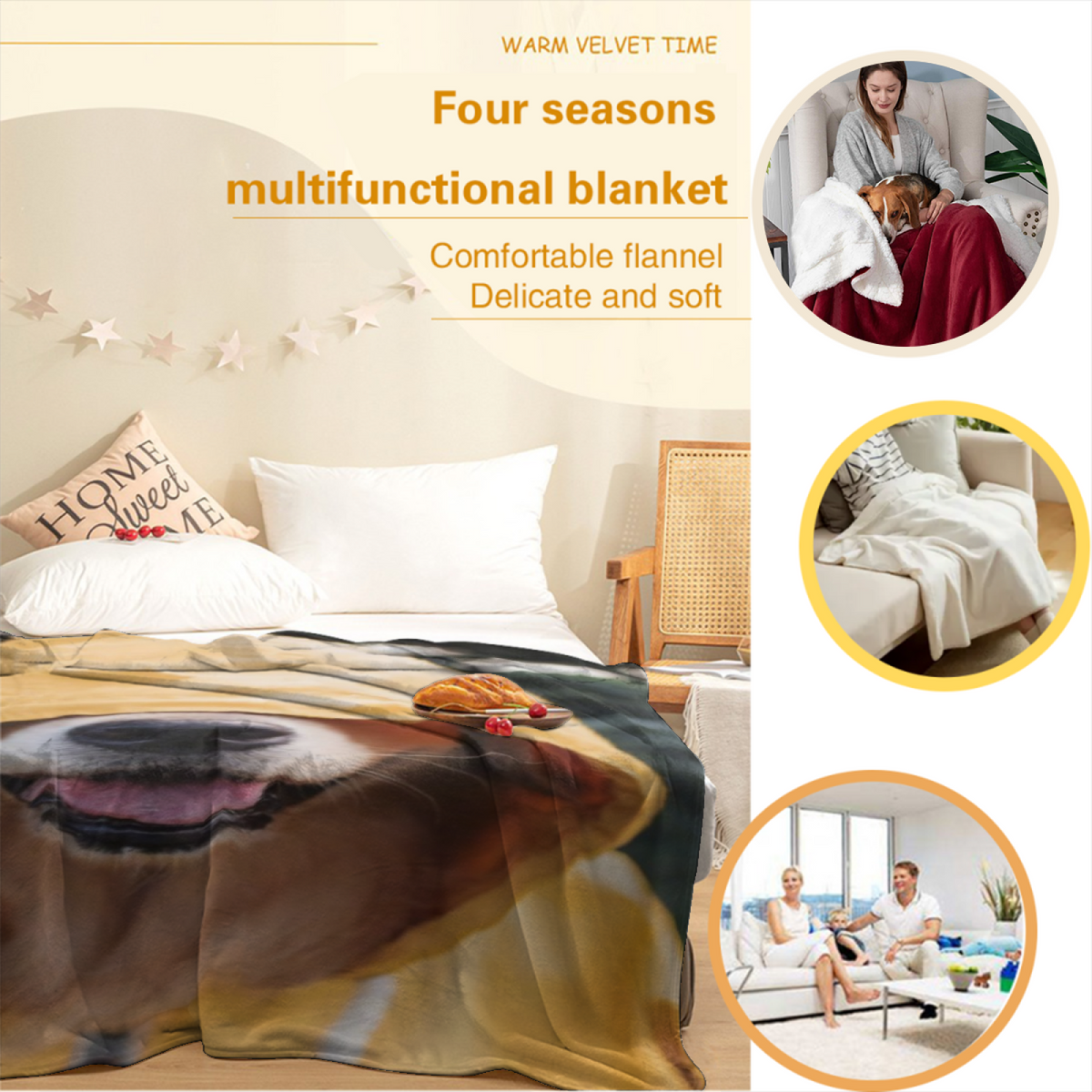 Soft Minimalist Plush Flannel Throw ¨C Watercolor Atlas Collection