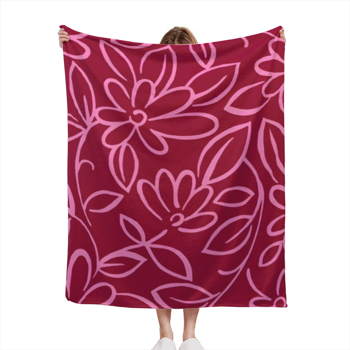 Ember Muse Warm Coral Retro Plush Flannel Throw
