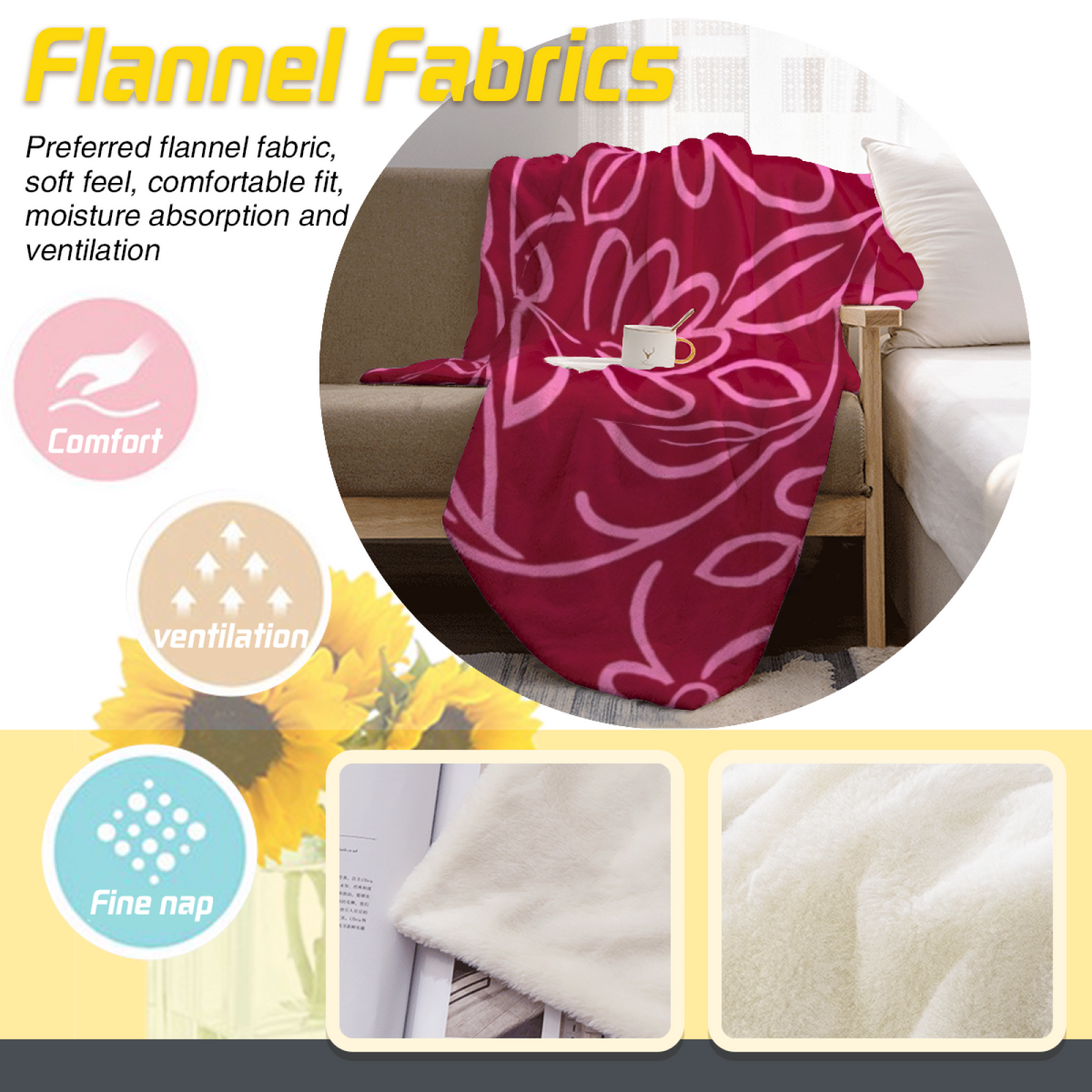 Ember Muse Warm Coral Retro Plush Flannel Throw