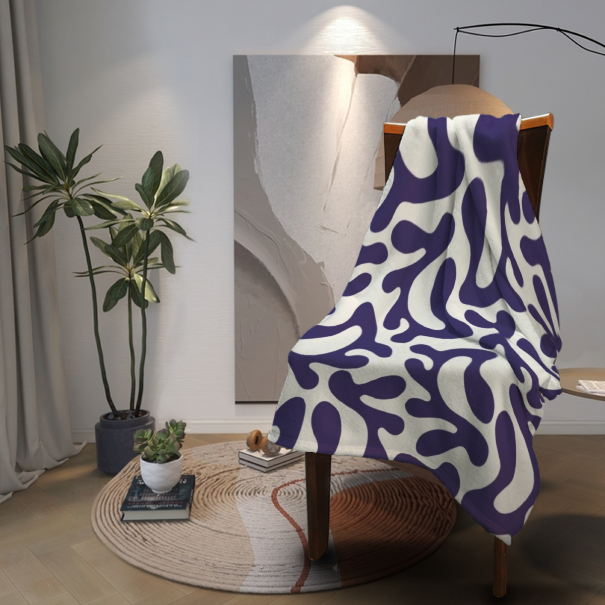 Wildwood Grove Soft Neutral Modern Art Decorative Flannel Blanket