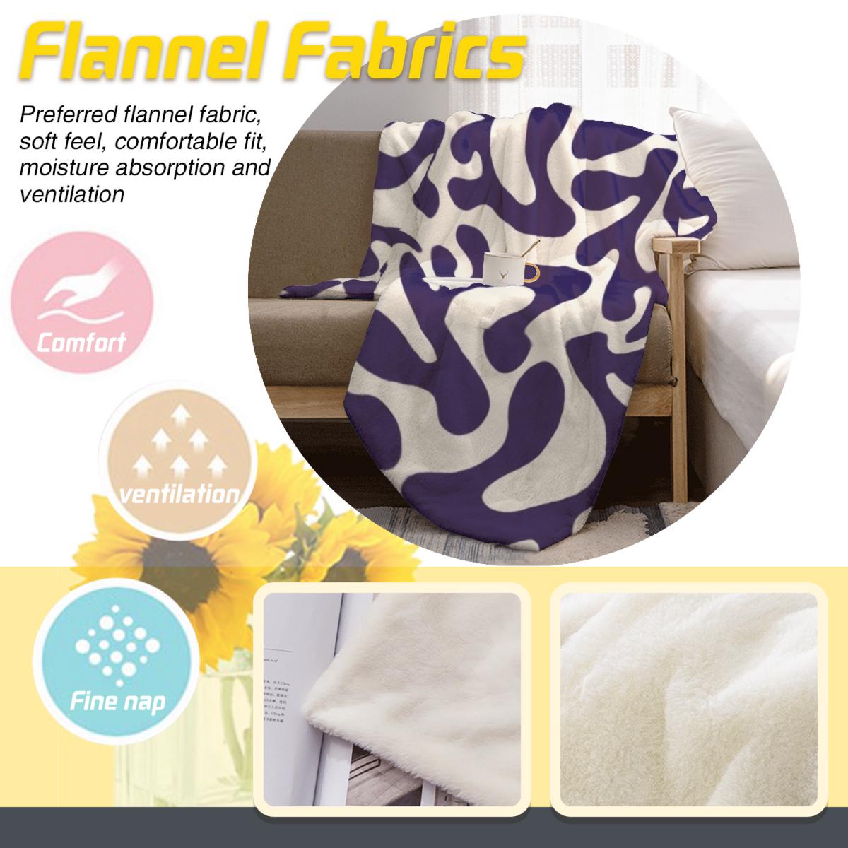 Wildwood Grove Soft Neutral Modern Art Decorative Flannel Blanket