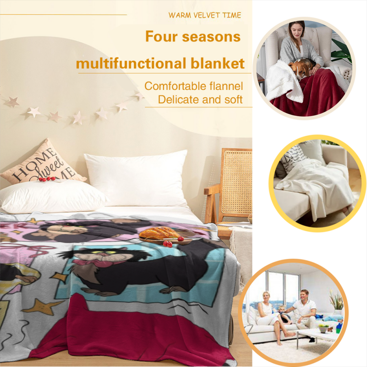 Modern Abstract Throw Blanket ¨C Decorative Graphic Cozy Home Blanket