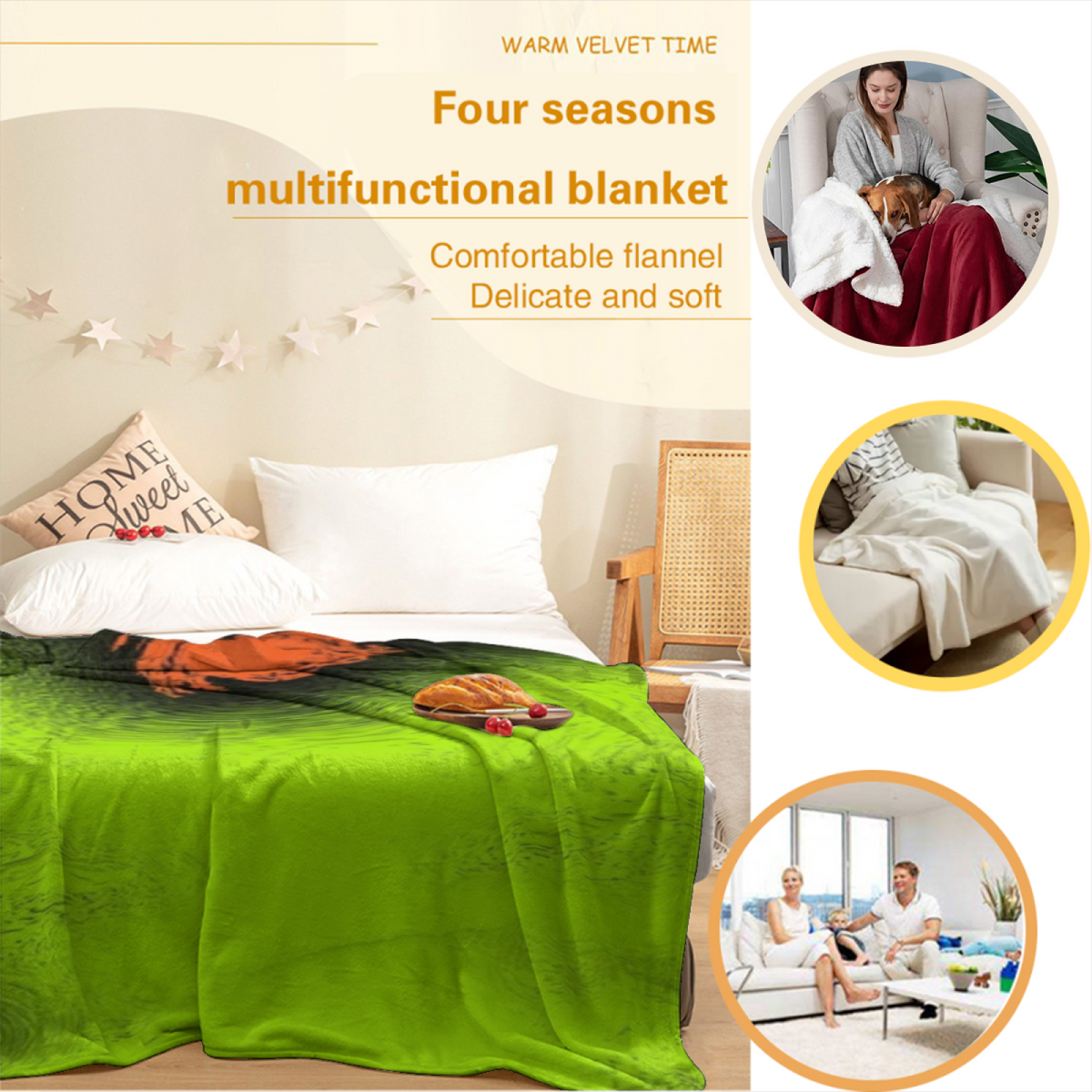 Seaside Spectrum Woodland Green Modern Art Decorative Flannel Blanket
