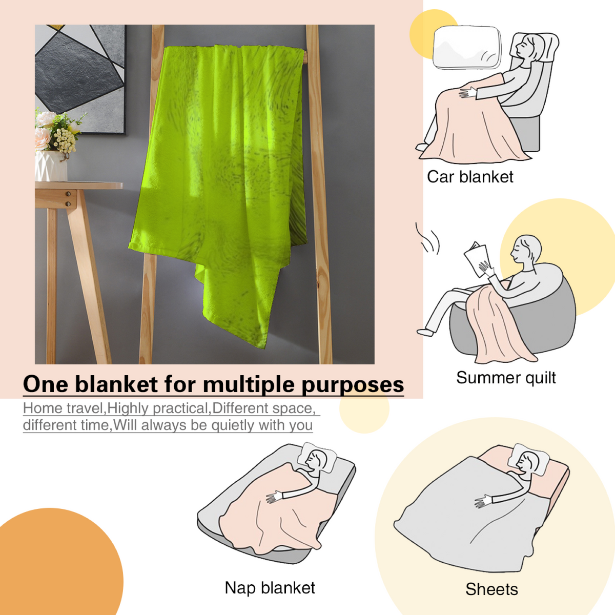Seaside Spectrum Woodland Green Modern Art Decorative Flannel Blanket