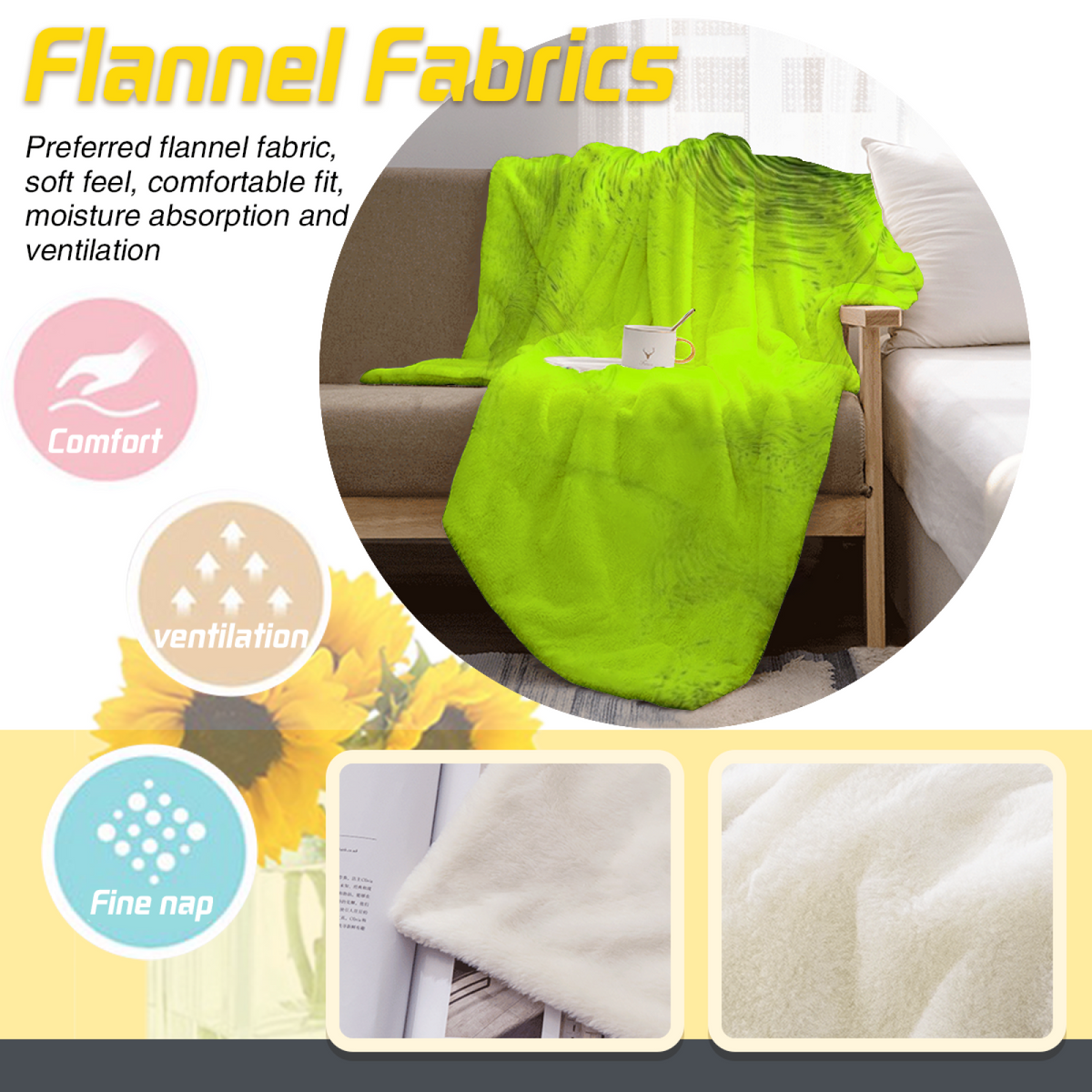 Seaside Spectrum Woodland Green Modern Art Decorative Flannel Blanket