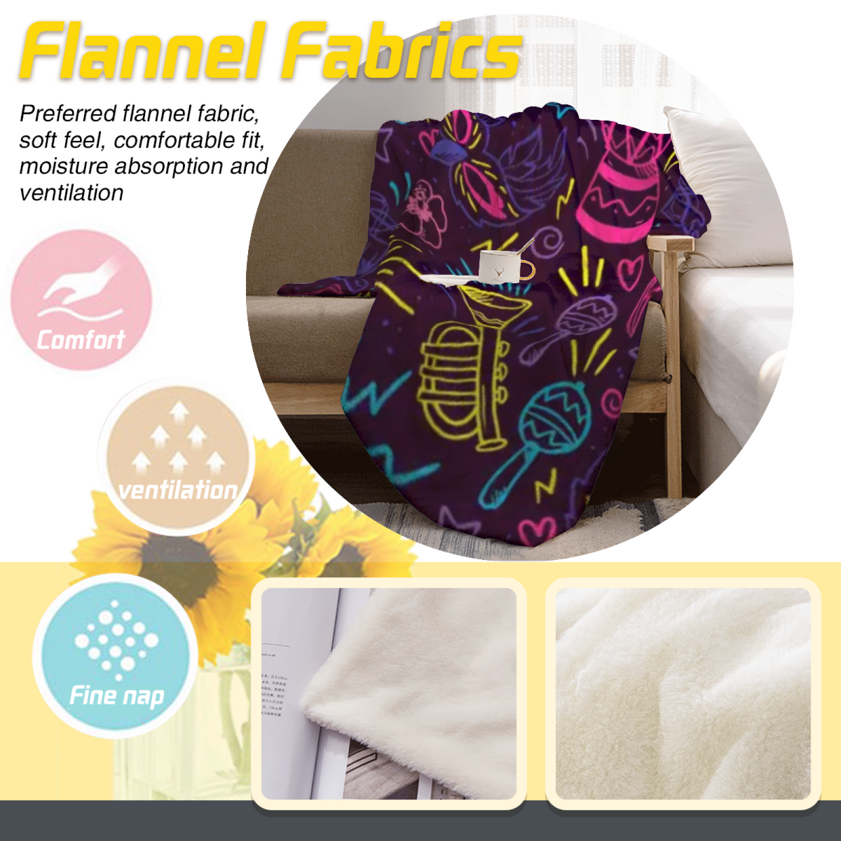 Seaside Flora Expressive Print Flannel Sofa Throw in Dusty Lilac