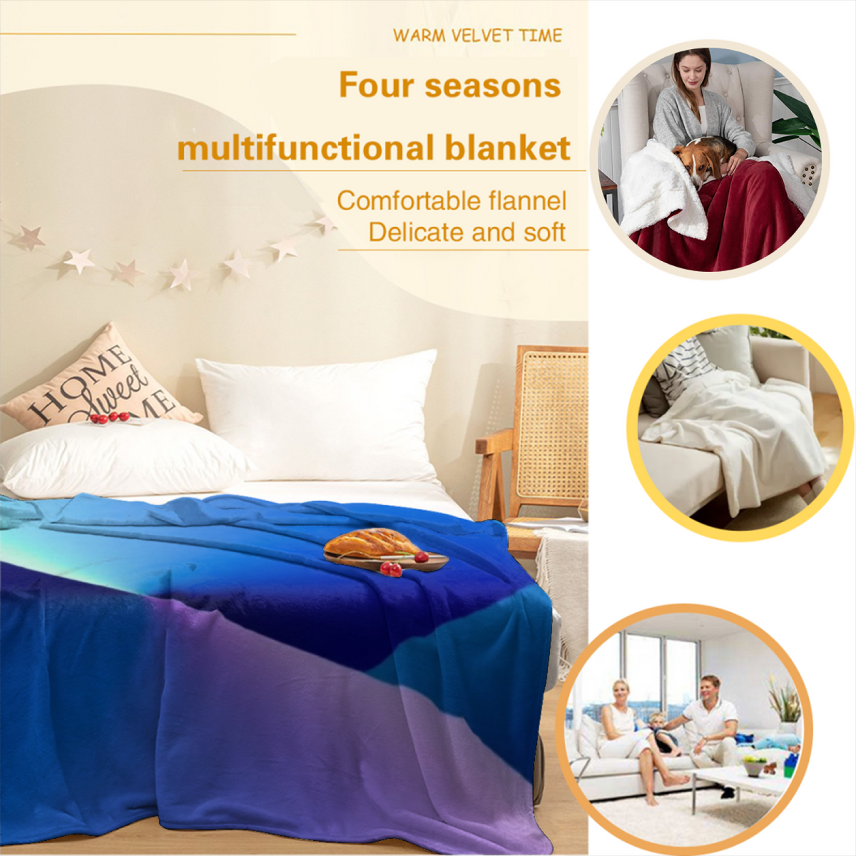 Soft Minimalist Plush Flannel Throw ¨C Dewdrop Sonnet Collection