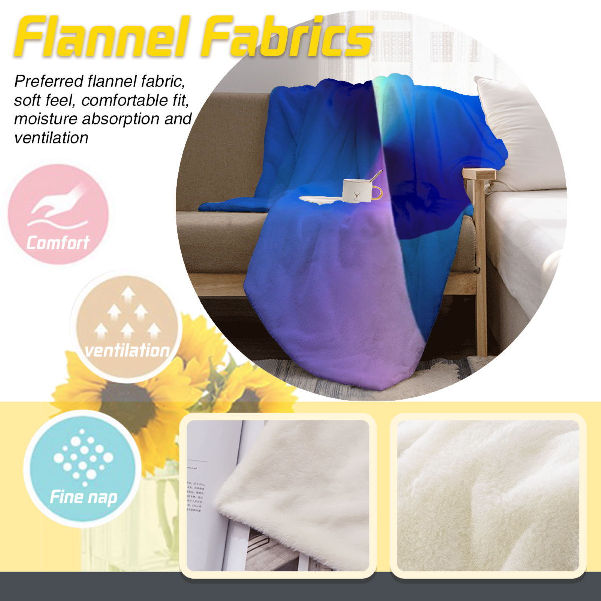 Soft Minimalist Plush Flannel Throw ¨C Dewdrop Sonnet Collection